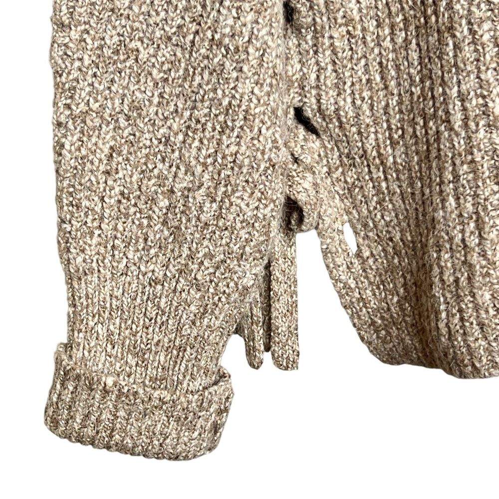 Line Knitwear Tan Pullover Sweater Sz Large Side Ties Unique Neckline Alpaca - Picture 5 of 7